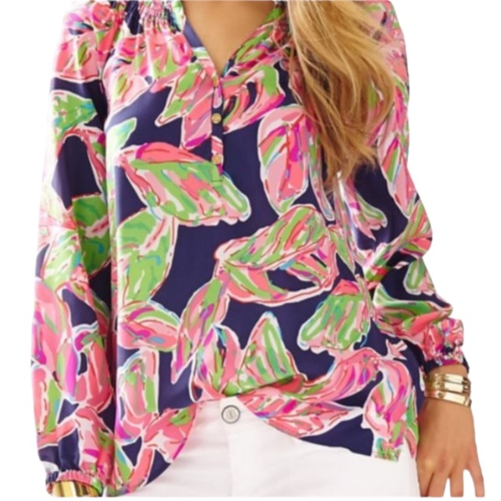 Lilly Pulitzer the Vias Elsa Silk Floral Top Size XS